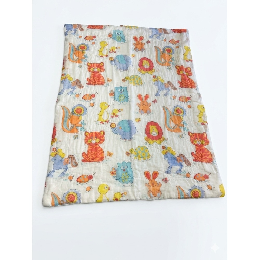 Unbranded Quilted Baby Blanket Unisex OS Multicolor  Vintage Animal Print